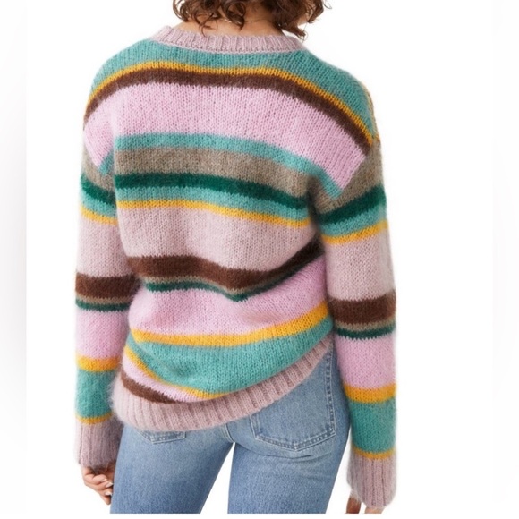 & Other Stories Relaxed Fit Mohair Striped Sweater 21” p2p, size small - Picture 2 of 12